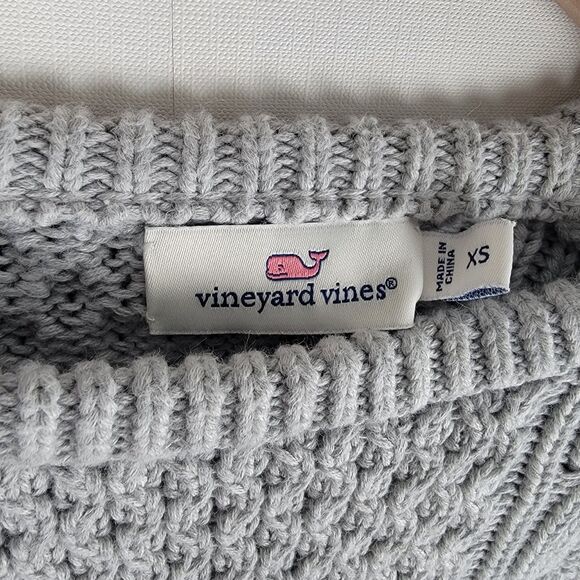 Vineyard Vines Womens Size XS Sweater Cable Knit Pullover Gray Ivory Striped EUC - Picture 4 of 9